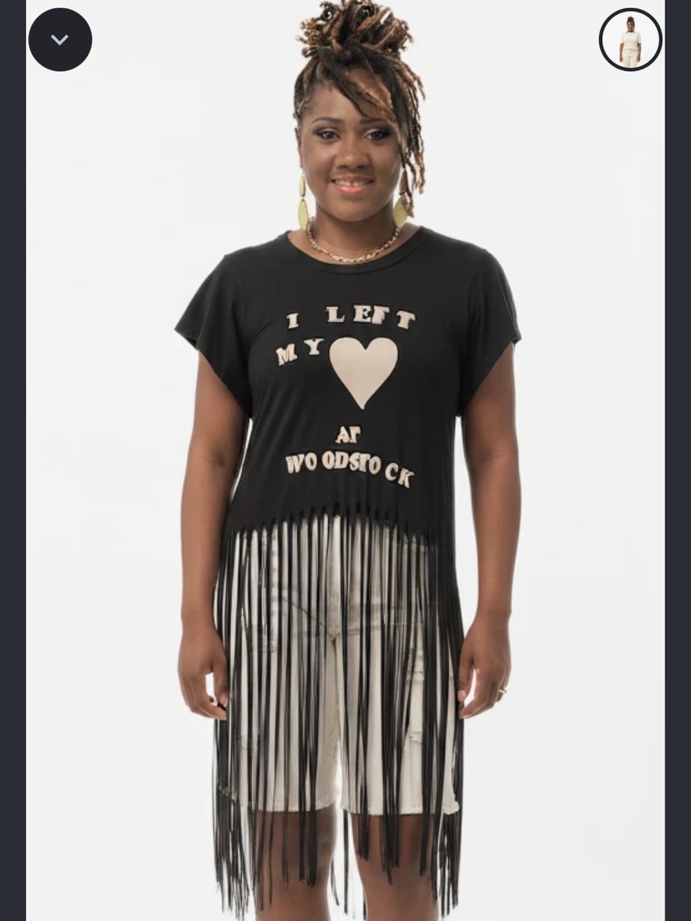 Wildfox Black Fringe Tunic with Cream Graphic